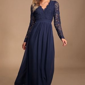 Lulu's "Awaken My Love" Navy Blue Maxi Dress